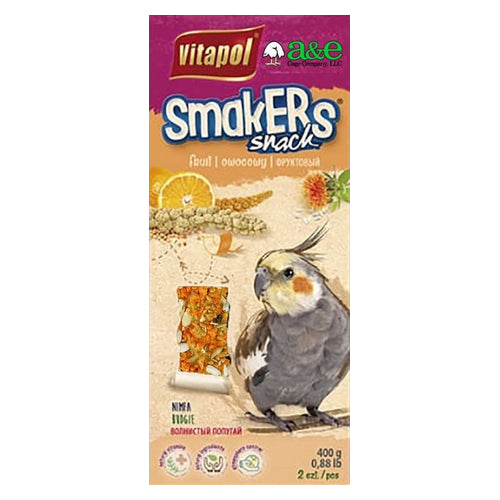 A&E Cage Company, Smakers Cockatiel Orange Treat Sticks, 2 count / 400 Grams