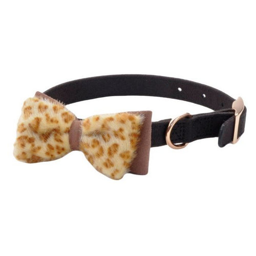 Coastal Pet Accent Microfiber Dog Collar Mod Black with Leopard Bow 5/8" Wide Small by Coastal Pet