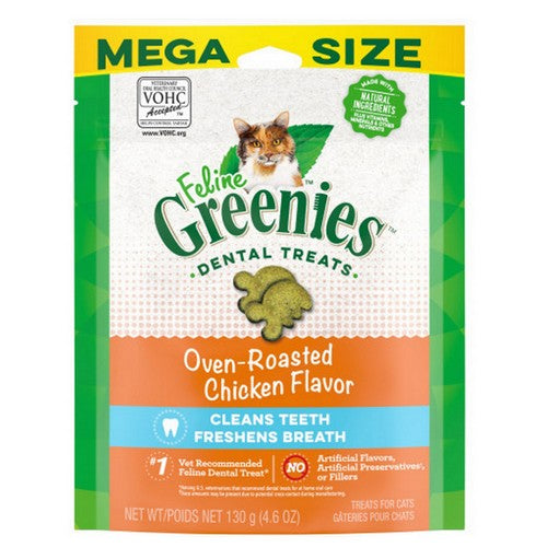 Greenies Feline Natural Dental Treats Oven Roasted Chicken Flavor 4.6 oz by Greenies