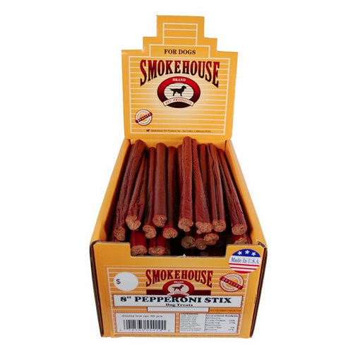 Smokehouse Pepperoni Stix 8" Dog Treat with Display Box 60 Count by Smokehouse
