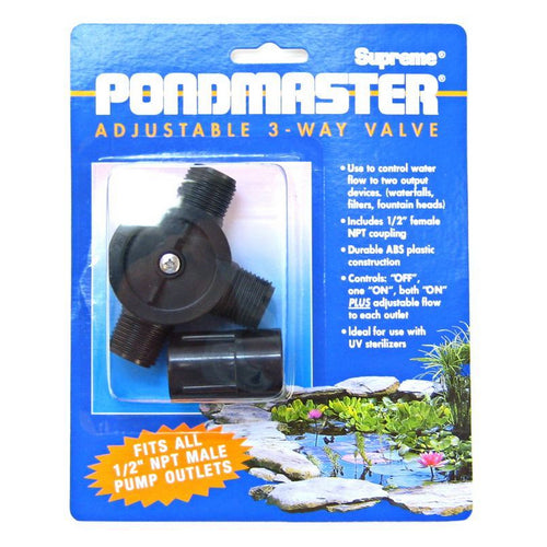 Pondmaster Adjustabel 3-Way Valve 1/2" Diverter Valve for Models 2, 3, 5 & 7 by Pondmaster