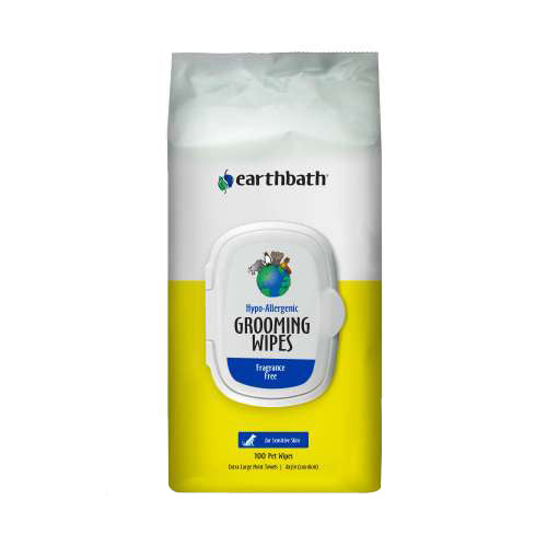 Hypo Allergenic Grooming Wipes Fragrance Free 100 Count by Earthbath
