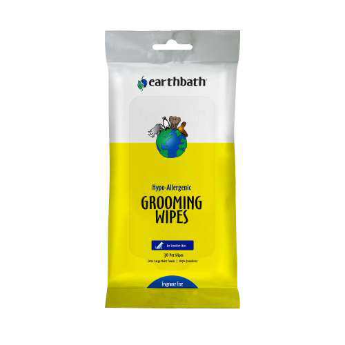 Hypo Allergenic Grooming Wipes Fragrance Free 30 Count by Earthbath