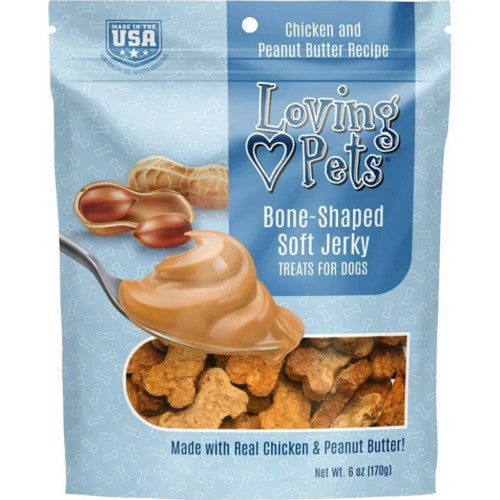 Loving Pets Bone-Shaped Soft Jerky Treats Peanut Butter 6 oz by Loving Pets
