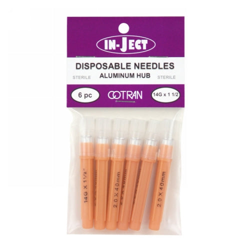 In-Ject Disposable Hypodermic Needles 14 x 1-1/2" Orange 6 Packets by Cotran Corporation
