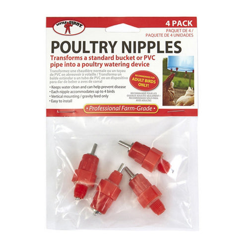 Poultry Nipples Bottom Mount 4 Packets by Miller Little Giant
