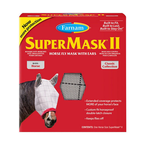 SuperMask II Fly Mask with EarsHorse 1 Count by Farnam
