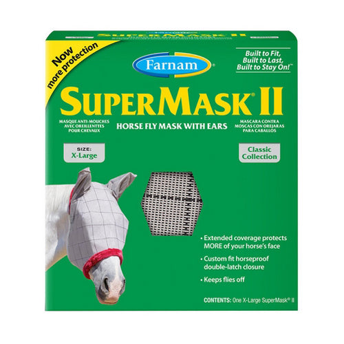SuperMask II Fly Mask with EarsX-Large 1 Count by Farnam