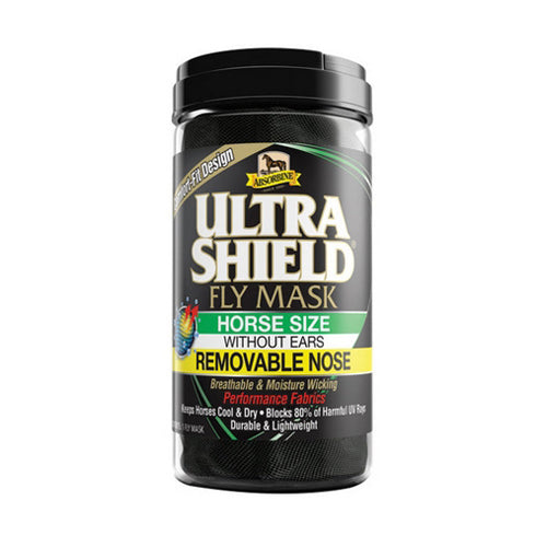 Ultra Shield Fly Mask without Ears Horse Removable Nose 1 Count by Absorbine