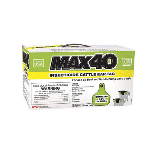 MAX40 Insecticide Cattle Ear Tags 100 Tags by Y-Tex