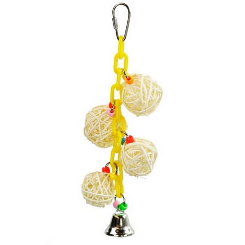 4 Vine Balls On Chain W/ Bell 9.06" X 3.54" X 3.54" 1 Each by A&E Cage Company