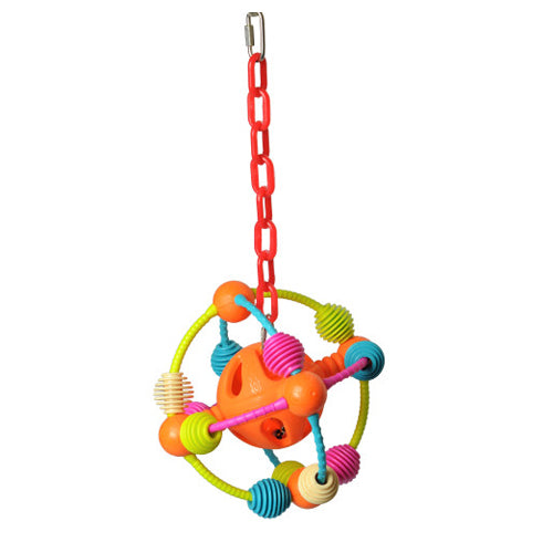 A&E Cage Company, Space Ball On A Chain Happy Beaks Bird Toy, 1 Each