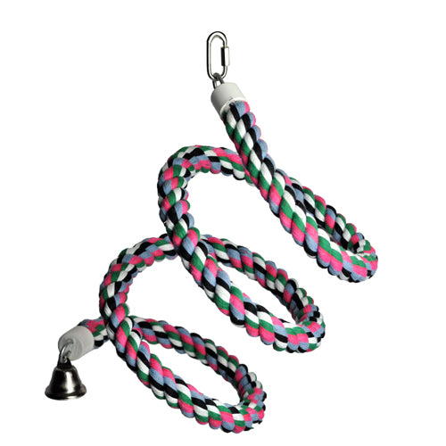 Medium Rainbow Cotton Rope Boing With Bell 1 Each by A&E Cage Company