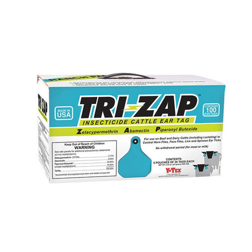 Tri-Zap Insecticide Cattle Ear Tags 100's 1 Count by Y-Tex