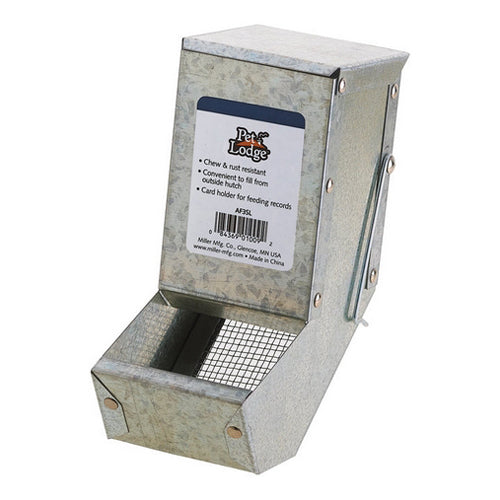 Galvanized Small Animal Feeder with Lid Sifter Bottom, 3" 1 Count by Pet Lodge