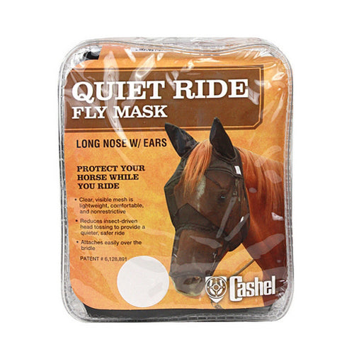 Quiet Ride Long Nose Pasture Fly Mask with Ears Arab Black 1 Count by Cashel