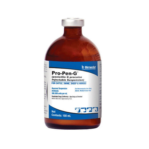 Pro-Pen-G Injectable for Cattle Sheep Swine and Horses 100 ML by Bimeda