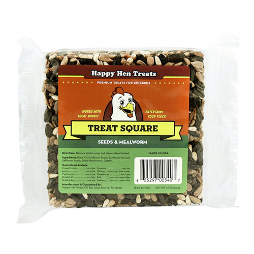 Happy Hen Treats, Poultry Mealworm Treat Square Seeds & Mealworm, 6 Oz