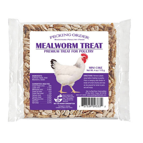 Mealworm Treat Cake for Poultry Mini 4 Oz by Pecking Order