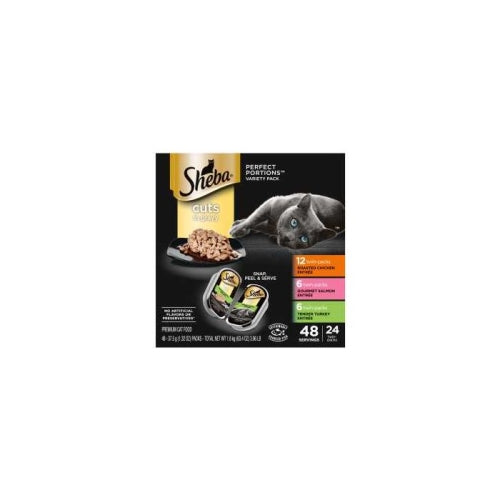 Sheba Perfect Portions Cuts Chicken/Turkey/Salmon Multi Pack 2.65 Oz (Case of 24) by Pedigree