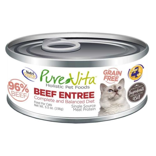 Nutrisource Pure Vita 96% Grain Free Beef & Beef Liver Cat 5.5 Oz (Case of 12) by Nutrisource/Tuffys