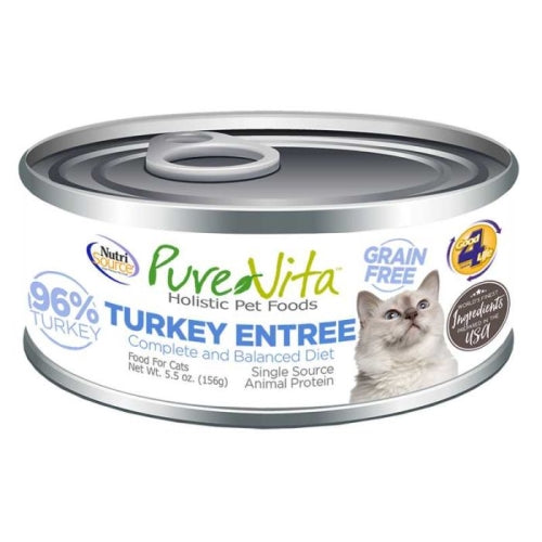 Nutrisource Pure Vita 96% Grain Free Turkey & Turkey Liver Cat 5.5 Oz (Case of 12) by Nutrisource/Tuffys