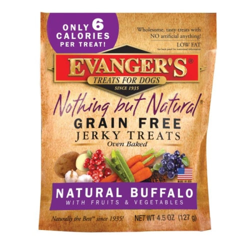 Evanger's Nothing But Natural Buffalo Jerky Treats For Dogs 4.5 Oz by Evangers