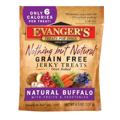 Evanger's Nothing But Natural Buffalo Jerky Treats For Dogs 4.5 Oz by Evangers