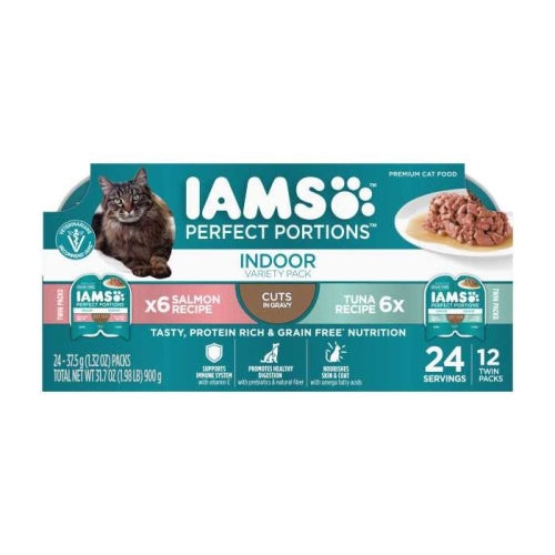 Iams Perfect Portions Indoor Cuts Tuna & Salmon Multipack 2.6 Oz (Case of 2) by Iams