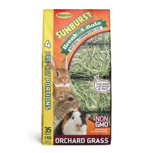 Higgins Sunburst Break-A-Bale Orchard Grass Hay 35 Oz by Higgins