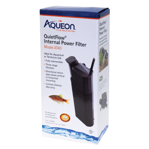 Aqueon, Aqueon QuietFlow Internal Power Filter, AT40, 1ea/40 Gallon