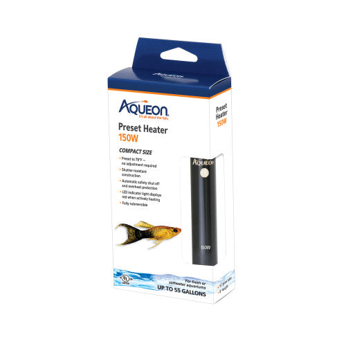 Aqueon, Aqueon Preset Aquarium Heater, 1 Each/Black, 150 W