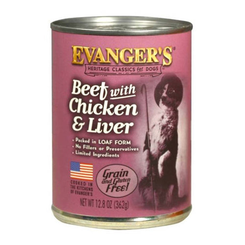 Evangers, Evanger's Heritage Classic Wet Dog Food, Beef, Chicken & Liver / 12.8 Oz (Count of 12)
