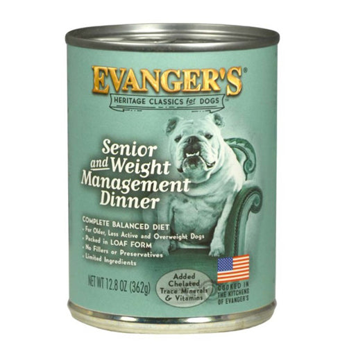 Evangers, Evanger's Heritage Classic Senior/Weight Management Wet Dog Food, Chicken, 12Each/12.8 Oz, 12 Pack (Count of 12)