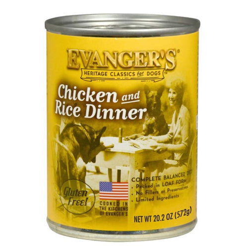 Evangers, Evanger's Heritage Classic Wet Dog Food, Chicken & Rice, 12Each/20.2 Oz, 12 Pack (Count of 12)