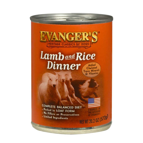 Evangers, Evanger's Heritage Classic Wet Dog Food, Lamb & Rice, 12Each/20.2 Oz, 12 Pack (Count of 12)