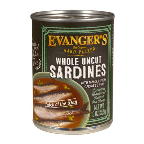 Evangers, Evanger's Hand Packed Wet Dog Food, Whole Uncut Sardines, 12Each/12 Oz, 12 Pack (Count of 12)