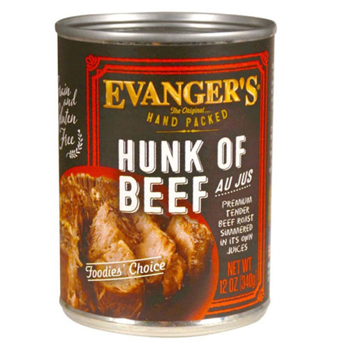 Evangers, Evanger's Hand Packed Wet Dog Food, Hunk of Beef, 12Each/12 Oz, 12 Pack (Count of 12)