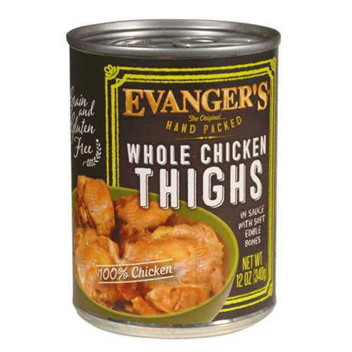 Evangers, Evanger's Hand Packed Wet Dog Food, Whole Chicken Thighs, 12Each/12 Oz, 12 Pack (Count of 12)