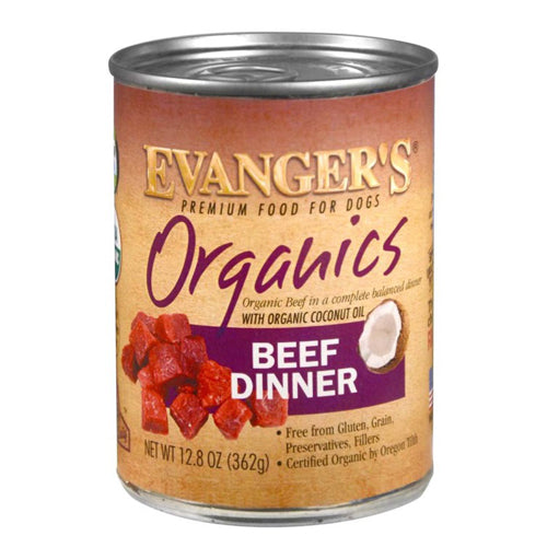 Evangers, Evanger's Organics Wet Dog Food, Beef, 12Each/12.8 Oz, 12 Pack (Count of 12)