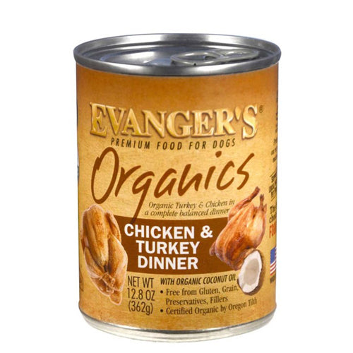 Evangers, Evanger's Organics Wet Dog Food, Chicken & Turkey, 12Each/12.8 Oz, 12 Pack (Count of 12)
