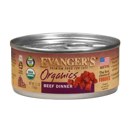 Evangers, Evanger's Organics Wet Cat Food, Beef, 24Each/5.5 Oz (Count of 24)