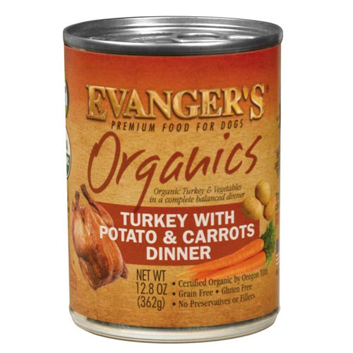 Evangers, Evanger's Organics Wet Dog Food, Turkey w/Potato & Carrots, 12Each/12.8 Oz, 12 Pack (Count of 12)