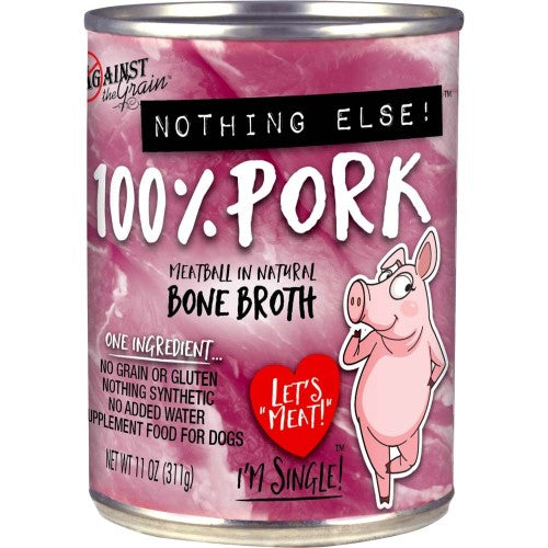 Against the Grain, Against the Grain Nothing Else 100% One Ingredient Adult Wet Dog Food, Pork, 12Each/11 Oz (Count of 12)