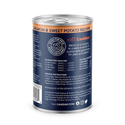 Canidae, CANIDAE PURE Grain-Free Wet Dog Food, Salmon and Sweet Potato, 12Each/13 Oz (Count of 12)
