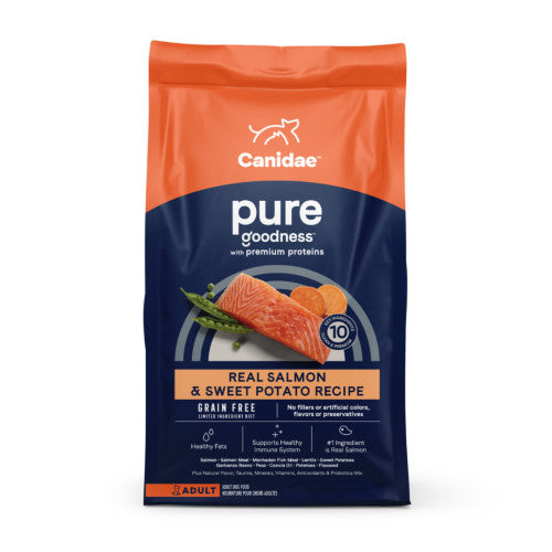 CANIDAE PURE Grain-Free LID Dry Dog Food Salmon & Sweet Potato, 1 Each/24 lb by Canidae