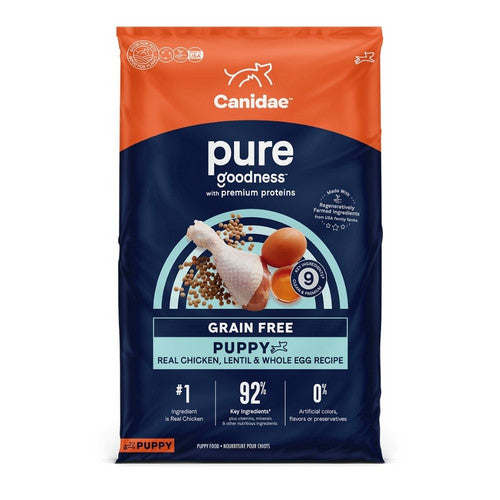 CANIDAE PURE Puppy Grain-Free LID Dry Dog Food Chicken, Lentil & Whole Egg, 1 Each/4 lb by Canidae