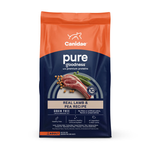 CANIDAE PURE Grain-Free LID Dry Dog Food Lamb & Pea, 1 Each/24 lb by Canidae