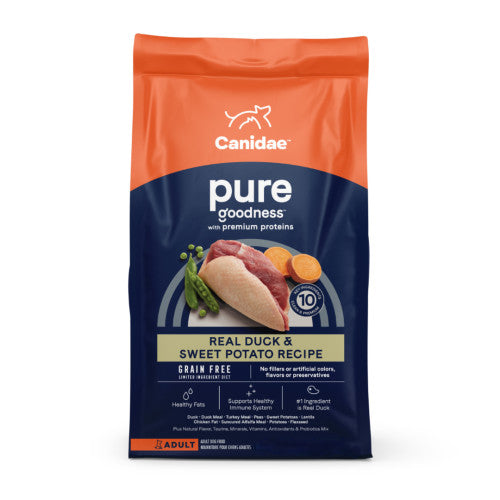 CANIDAE PURE Grain-Free LID Dry Dog Food Duck & Sweet Potato, 1 Each/12 lb by Canidae