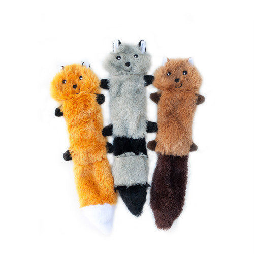 ZippyPaws Skinny Peltz Dog Toy Fox, Raccoon, Squirrel, 1 Each/SM, 3 Pack by ZippyPaws
